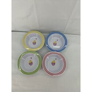 4 Pottery Barn Kids Easter Bowls Chick Bunny Yellow, Pink, Blue, Green